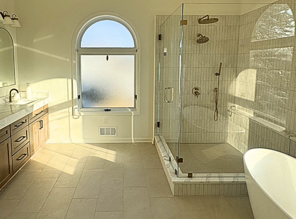 Sunlit bathroom after remodel